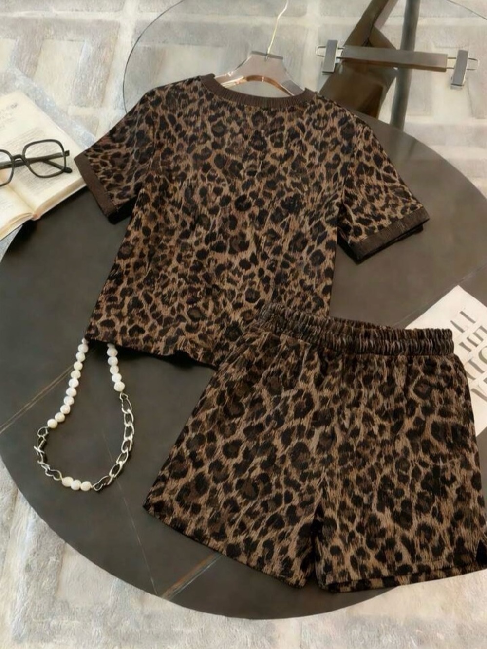 Leopard Print Short Set - Brown Animal Print Top & Shorts